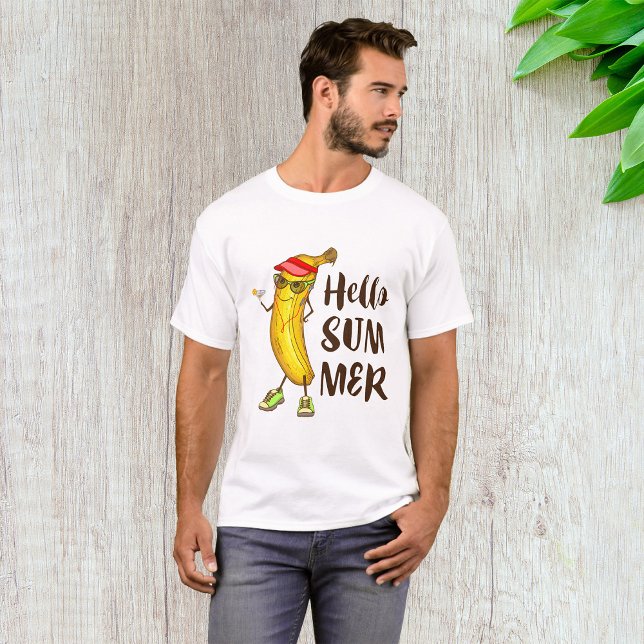 Cool Banana Hello Summer Funny Tropical Fruit  T-Shirt (Creator Uploaded)