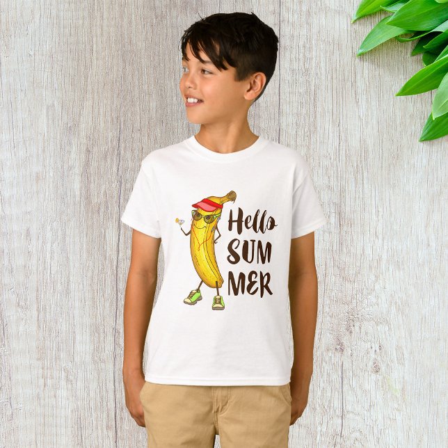 Cool Banana Hello Summer Funny Tropical Fruit  T-Shirt (Creator Uploaded)