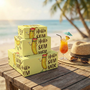 Cool Banana Hello Summer Funny Tropical Fruit Wrapping Paper
