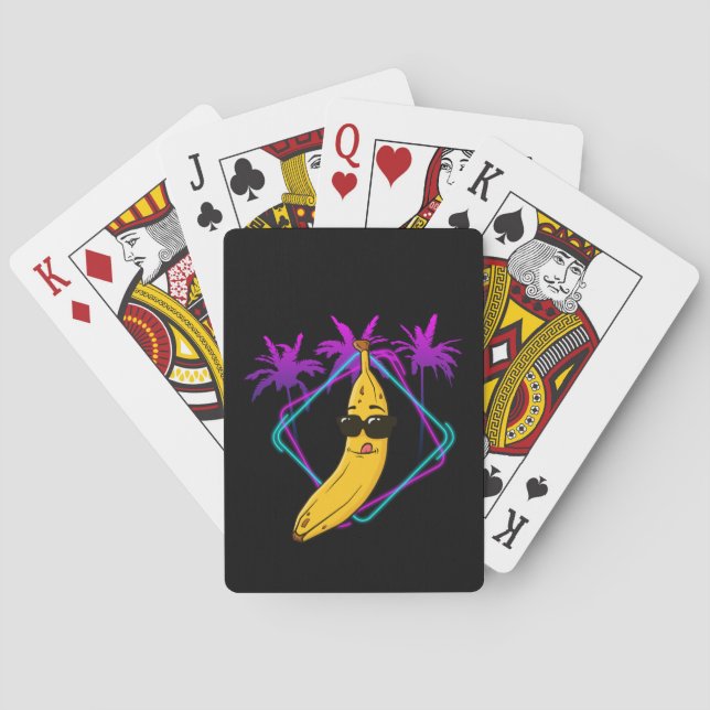 Cool banana party retro poker cards (Back)