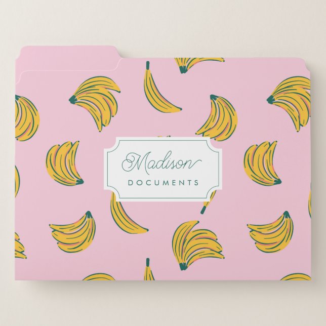 Cool banana pattern illustrations pink background file folder (Front Left)
