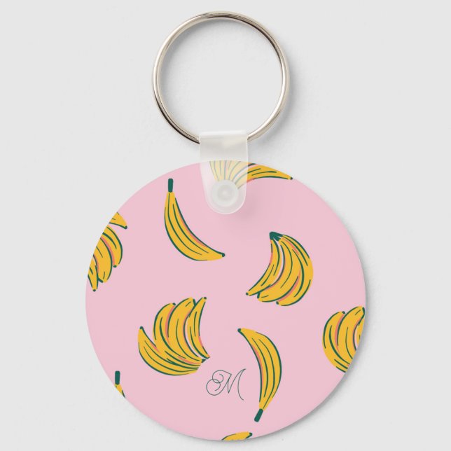 Cool Banana Pink Pattern Keychain (Front)