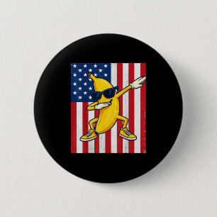 Cool Banana Vintage American Flag Dabbing Banana L Button