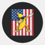 Cool Banana Vintage American Flag Dabbing Banana L Classic Round Sticker