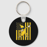 Cool Banana Vintage American Flag Dabbing Banana L Keychain