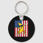 Cool Banana Vintage American Flag Dabbing Banana L Keychain