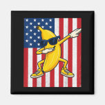 Cool Banana Vintage American Flag Dabbing Banana L Magnet