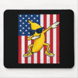 Cool Banana Vintage American Flag Dabbing Banana L Mouse Pad