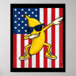Cool Banana Vintage American Flag Dabbing Banana L Poster