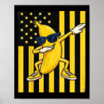 Cool Banana Vintage American Flag Dabbing Banana L Poster