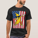 Cool Banana Vintage American Flag Dabbing Banana L T-Shirt
