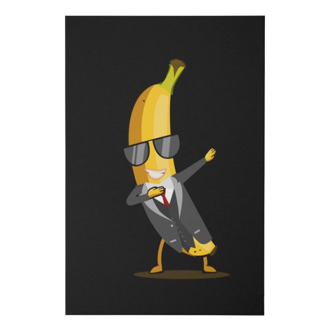 Cool Banana with Suit - Dab Funny Dancing Fruit Faux Canvas Print (Front)