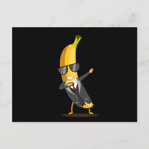 Cool Banana with Suit _ Dab Funny Dancing Fruit Postcard