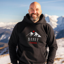 Cool Banff Canada Mountains Maple Leaf Dark Color Hoodie