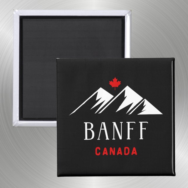 Cool Banff Canada Mountains Maple Leaf Dark Color Magnet (Creator Uploaded)