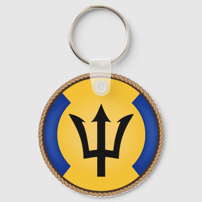 Cool Barbados Flag Seal Keychain (Front)