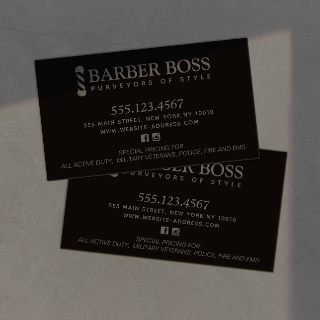Cool Barber Barbershop  Black on Blac Business Card (Creator Uploaded)