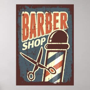 cool Barber shop business retro vintage Poster