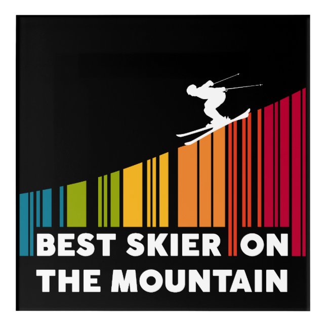 Cool Barcode Design Best Skier On The Mountain  Acrylic Print (Front)