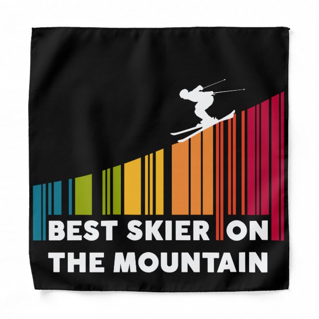 Cool Barcode Design Best Skier On The Mountain  Bandana (Front)