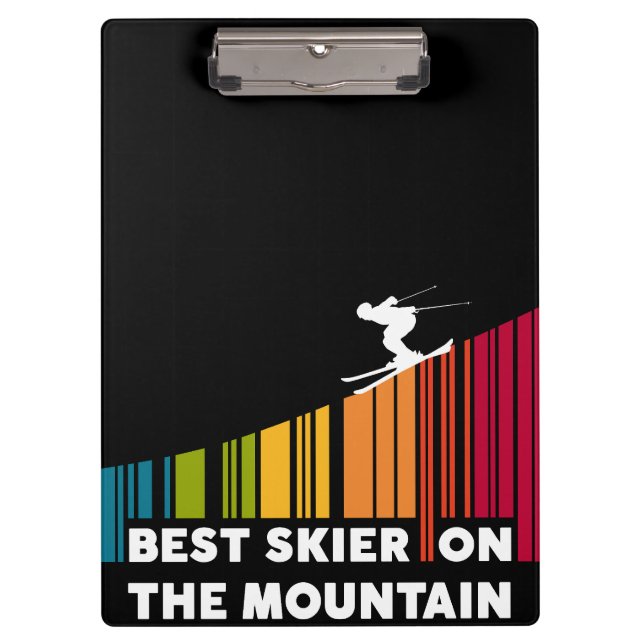 Cool Barcode Design Best Skier On The Mountain  Clipboard (Front)