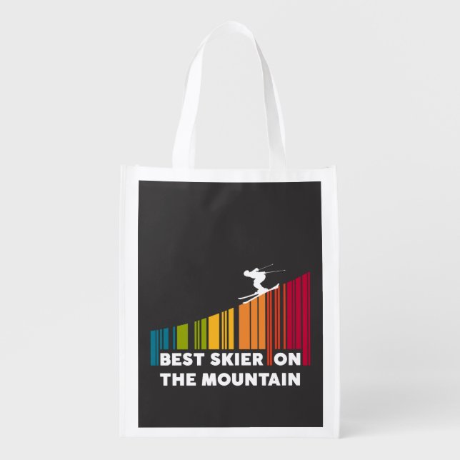 Cool Barcode Design Best Skier On The Mountain  Grocery Bag (Front)