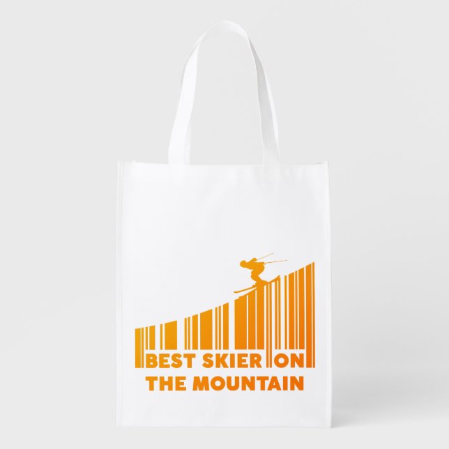 Cool Barcode Design Best Skier On The Mountain  Grocery Bag (Front)