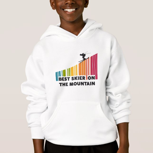 Cool Barcode Design Best Skier On The Mountain  Hoodie (Front)