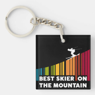 Cool Barcode Design Best Skier On The Mountain  Keychain