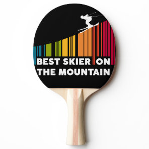 Cool Barcode Design Best Skier On The Mountain  Ping Pong Paddle