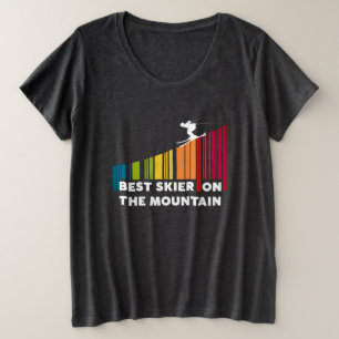 Cool Barcode Design Best Skier On The Mountain Plus Size T-Shirt