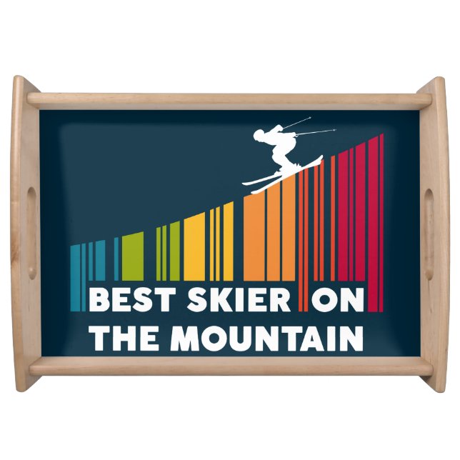 Cool Barcode Design Best Skier On The Mountain  Serving Tray (Front)