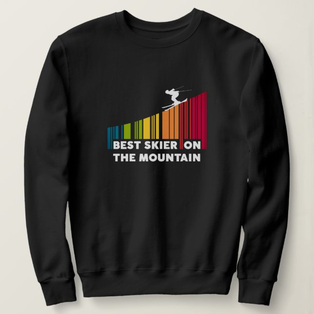 Cool Barcode Design Best Skier On The Mountain  Sweatshirt (Design Front)