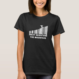 Cool Barcode Design Best Skier On The Mountain  T-Shirt