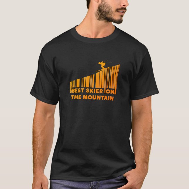 Cool Barcode Design Best Skier On The Mountain  T-Shirt