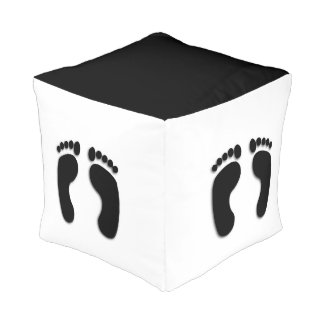 Cool Bare Foot Prints Cube Pouf