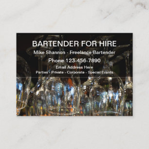 Cool Bartender For Hire Business Card