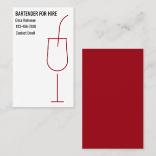 Cool Bartender For Hire Business Cards