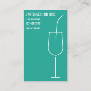 Cool Bartender For Hire Business Cards