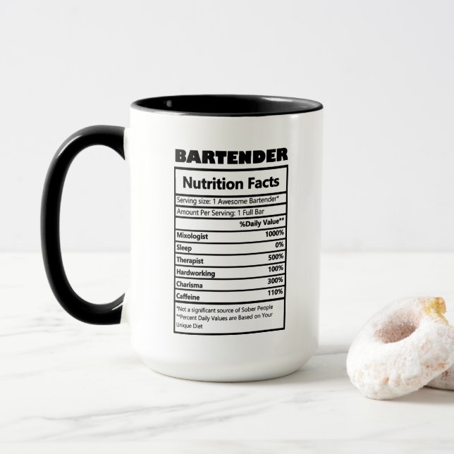 cool Bartender work facts Mug (With Donut)