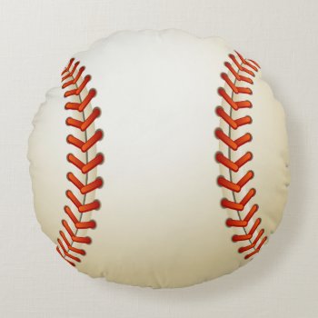 Cool Baseball Ball Round Pillow by TheArtOfPamela at Zazzle
