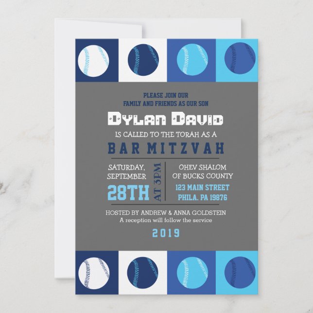 COOL BASEBALL Bar Mitzvah Invitation (Front)