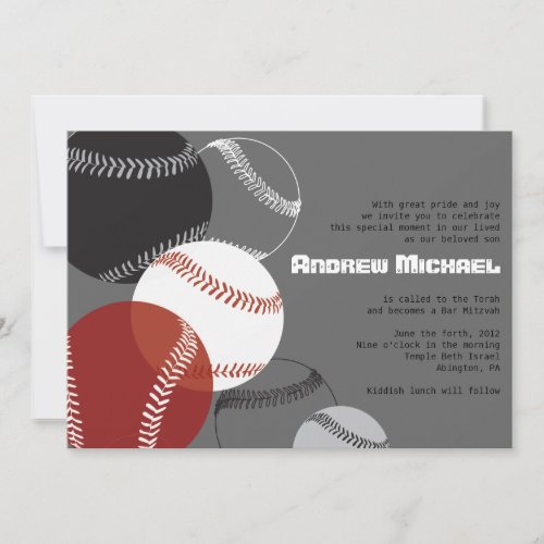 COOL BASEBALL Bar Mitzvah Invitation