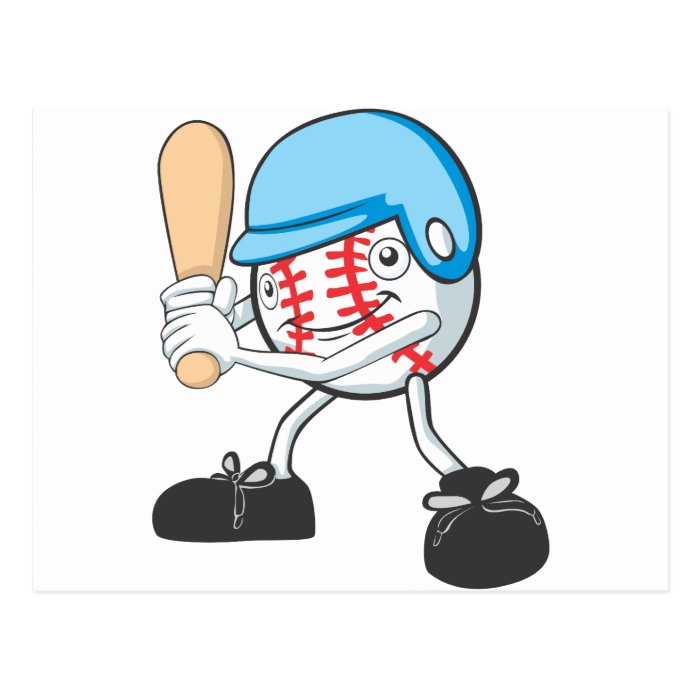 Cool Baseball Batter Cartoon Post Card