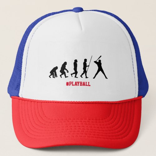 Cool Baseball Batter Silhouette Evolution Hashtag Trucker Hat