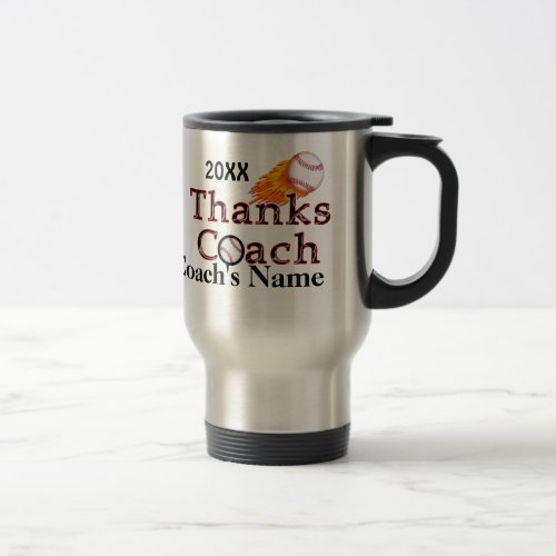 Cool Baseball Coaches Gift Ideas NAME and YEAR Travel Mug