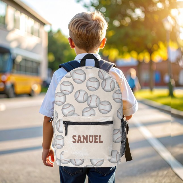 Cool Baseball Kids School Personalized Printed Backpack (Personalized Cool Kids Baseball Backpack.)