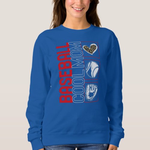 Cool Baseball Mom Game Day Leopard Heart Sport Sweatshirt