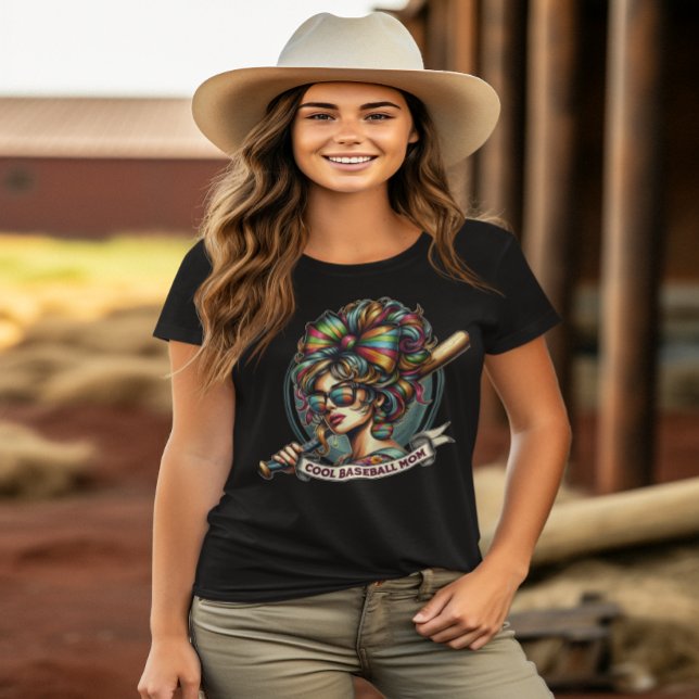  Cool Baseball Mom Woman Wielding Baseball Bat T-Shirt (Creator Uploaded)
