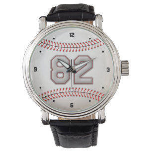Cool Baseball Player Number 82 - Stitches Look Watch